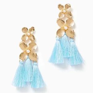 NWT Lilly Pulitzer Via Flora Tassel Earrings in Hydra Blue